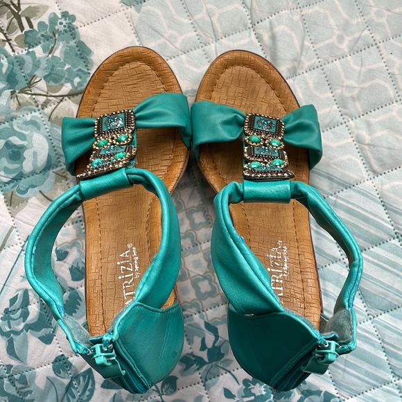 COPY - Teal and Gold Wedges with Rhinestones - Picture 5 of 7